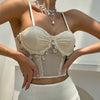 Luxury Solid Mesh Breathable Shell Pendant Sweet Girl Underwire Gathered Small Camisole