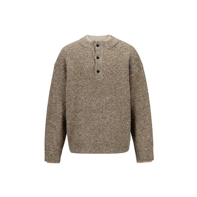 Henley Collar Design Unisex Lazy Style Casual Sweater