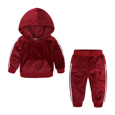 S4CChildren's Clothing Boys And Girls Suits Sports And Leisure Gold Velvet Two-Piece Children's Clothes