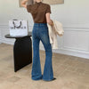 High-Waisted Flared Jeans for Women - Slimming and Retro Stretch Micro Flare Pants for Tall Ladies