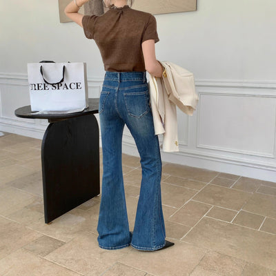 High-Waisted Flared Jeans for Women - Slimming and Retro Stretch Micro Flare Pants for Tall Ladies