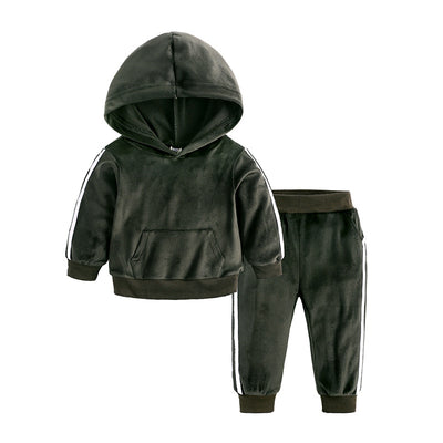 S4CChildren's Clothing Boys And Girls Suits Sports And Leisure Gold Velvet Two-Piece Children's Clothes