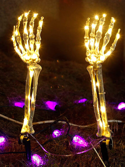 Halloween Ghost Hand Floor Lamp Led Copper Wire Light String Luminous Skull Hand Ghost Festival Layout Props