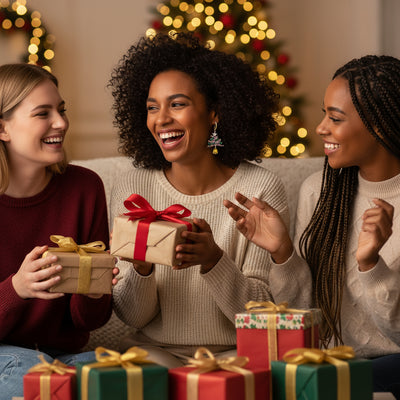 Christmas earrings with gold accent