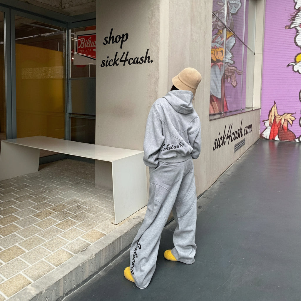Gray two piece sweatsuit