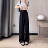 S4C Women's Pants FALL Thin High Waist Leisure Sunscreen Ice Silk Satin Wide Leg Straight Trousers