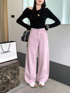 White Denim Pants Women's Flare Trousers Korean High-Quality Simple Wide-Leg Slimming Pear-Shaped Denim Long Pants