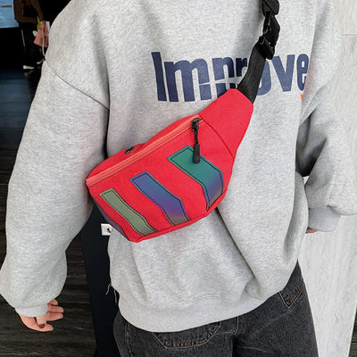 S4C Chest Bag for Men Waist Bag Canvas Male Street Reflective Crossbody Pack