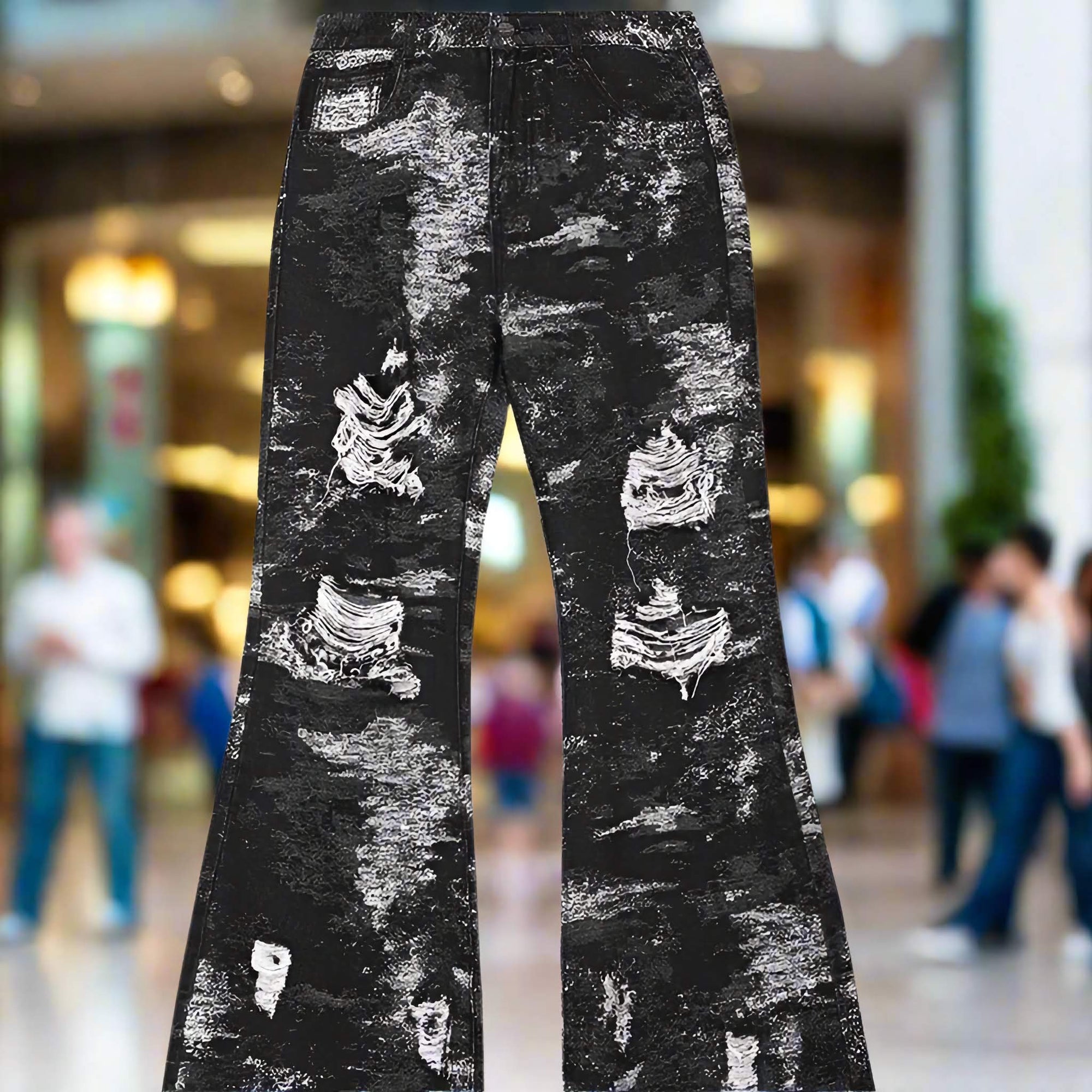 SICK4CASH® Blackout Drip" Distressed Jeans – Paint-Splashed Streetwear Statement