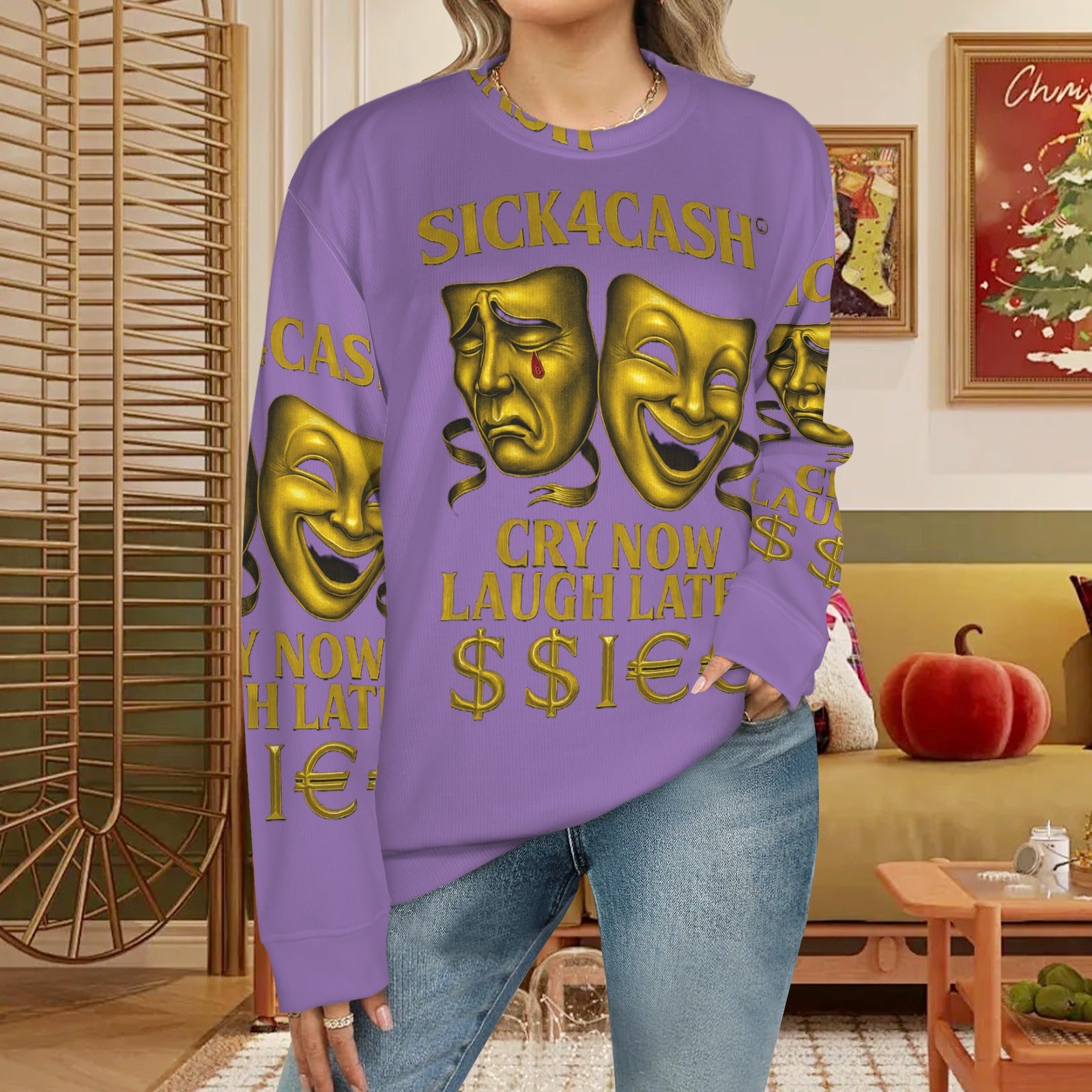 🧥 SICK4CASH® Legacy CRY NOW LAUGH LATER Sweater (Unisex | S–XL) This isn’t just a sweater—it’s a wearable archive. A tribute to the grind, the bloodline, and the payout. Upload your family photo, embed your legacy, and wear the movement.