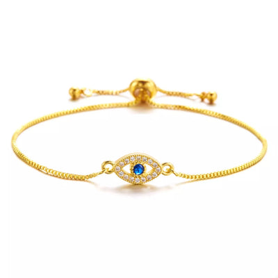 Plated Evil Eye Adjustable Bracelet