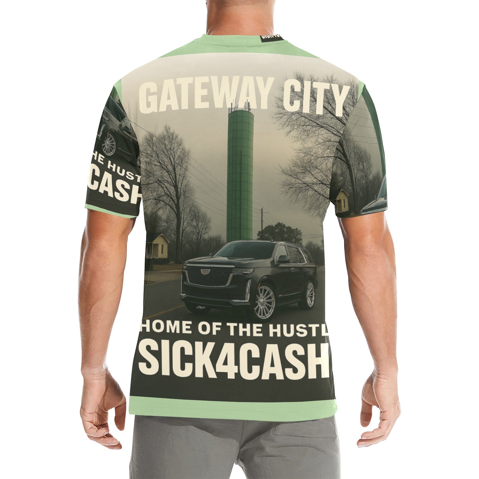 SICK4CASH® “QUE” All-Over Print Tee — Men’s Crew Neck