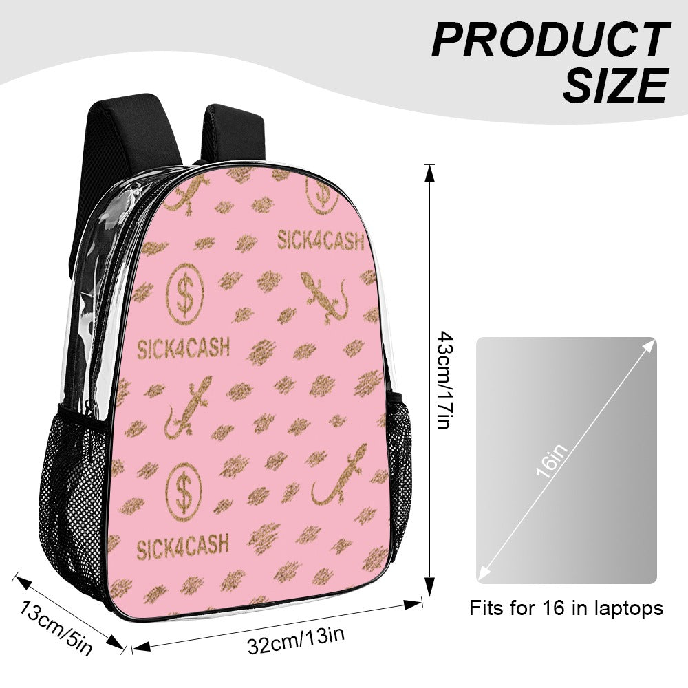 Sick 4 Cash Monogram Transparent Bag 17" — New Drop. No Secrets. All Hustle.