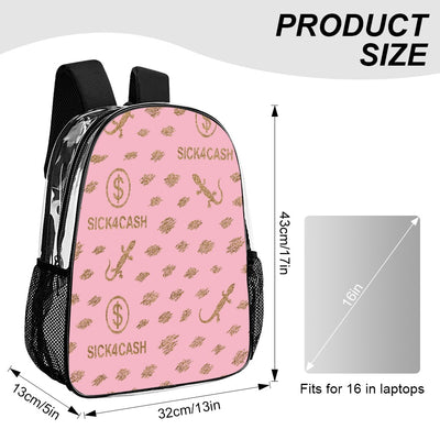 Sick 4 Cash Monogram Transparent Bag 17" — New Drop. No Secrets. All Hustle.