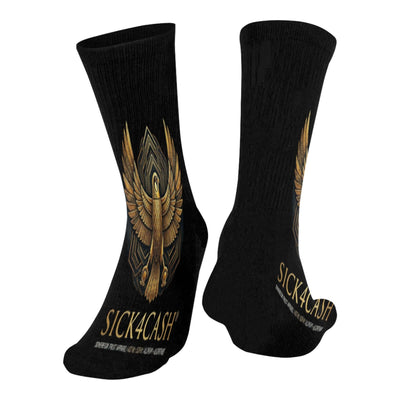 SICK4CASH® Mid-Calf Socks (Black Bottom) featuring bold design and black bottom for stylish comfort.