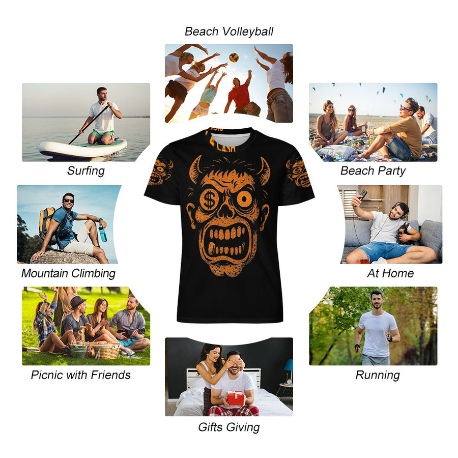 Ice Silk All-Over Print T-Shirt – Streetwear Tee for Cool Comfort