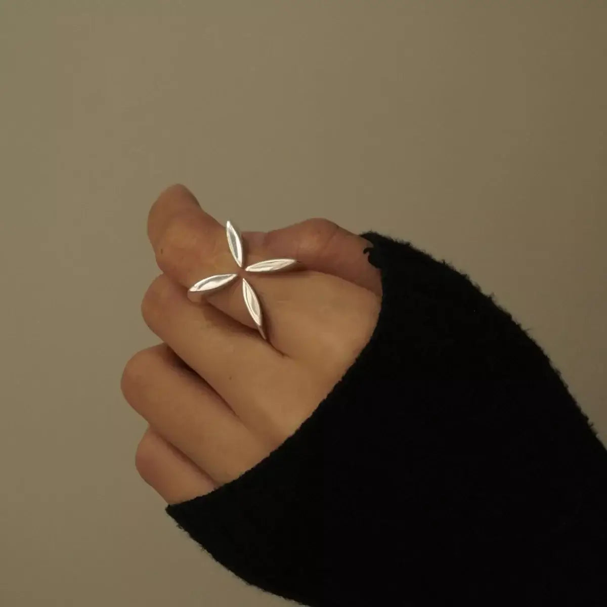 Stainless Steel Crisscross Open Ring