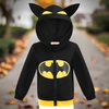 Black and yellow Bat Man inspired boys hoodie with bat on chest