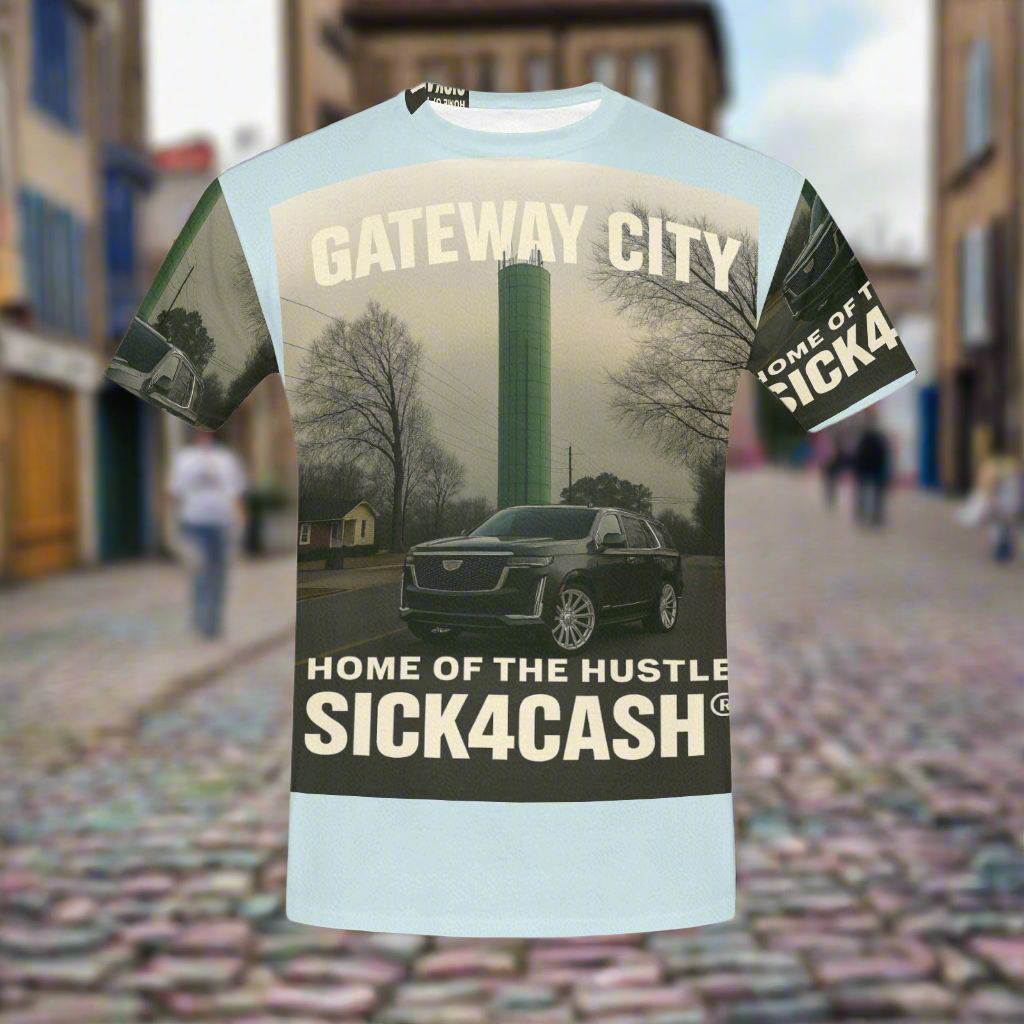 SICK4CASH® “QUE” All-Over Print Tee — Men’s Crew Neck