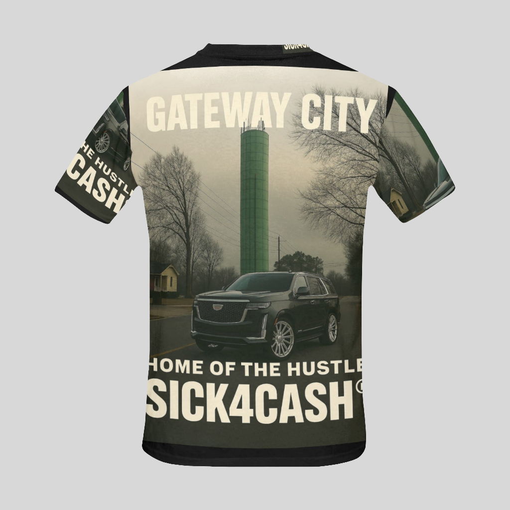 SICK4CASH® “QUE” All-Over Print Tee — Men’s Crew Neck