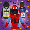 Red and blue Spider Man inspired boys hoodie with spider emblem on chest