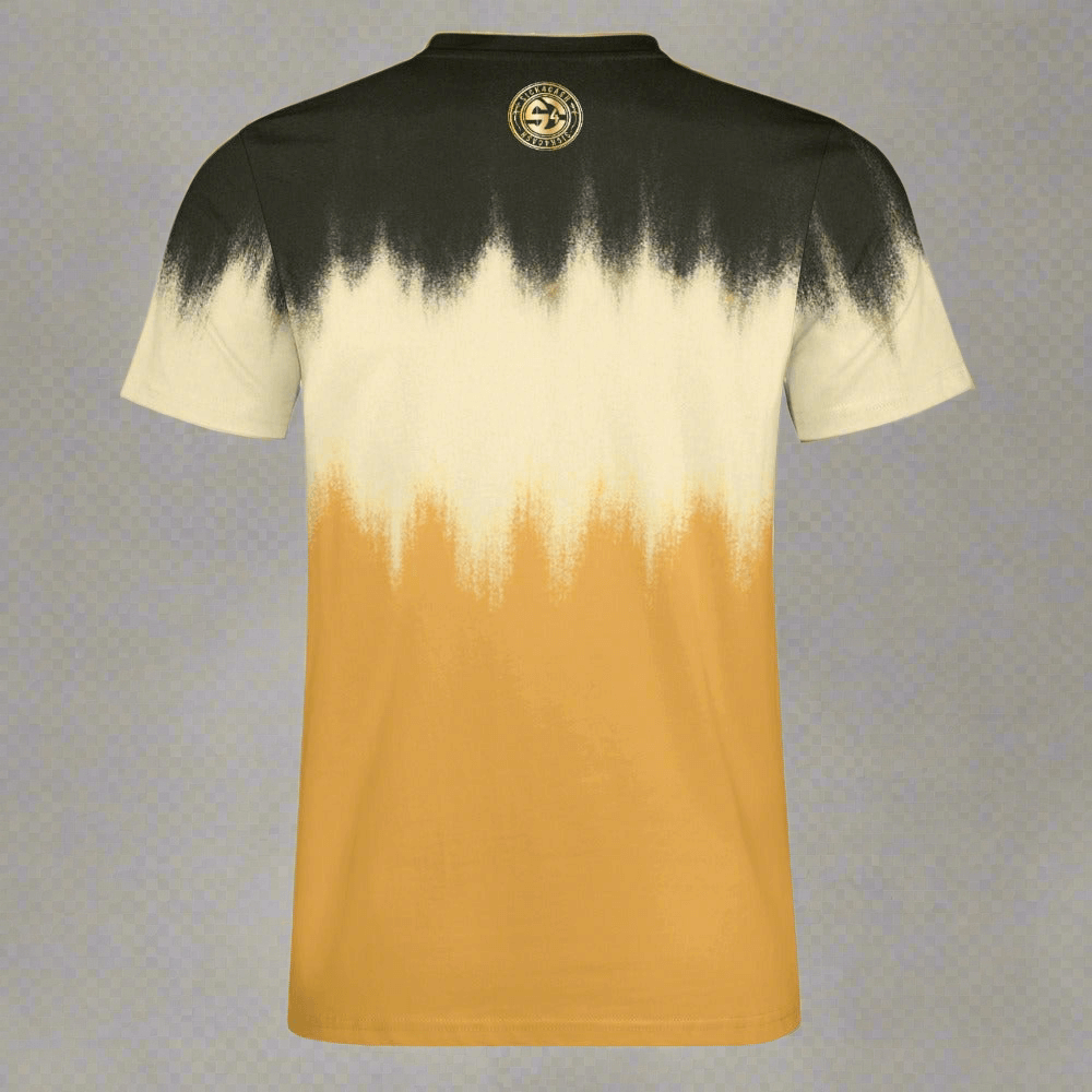 SICK4CASH — Premium Cotton Color Tee featuring a unique black, cream, and yellow ombre design.