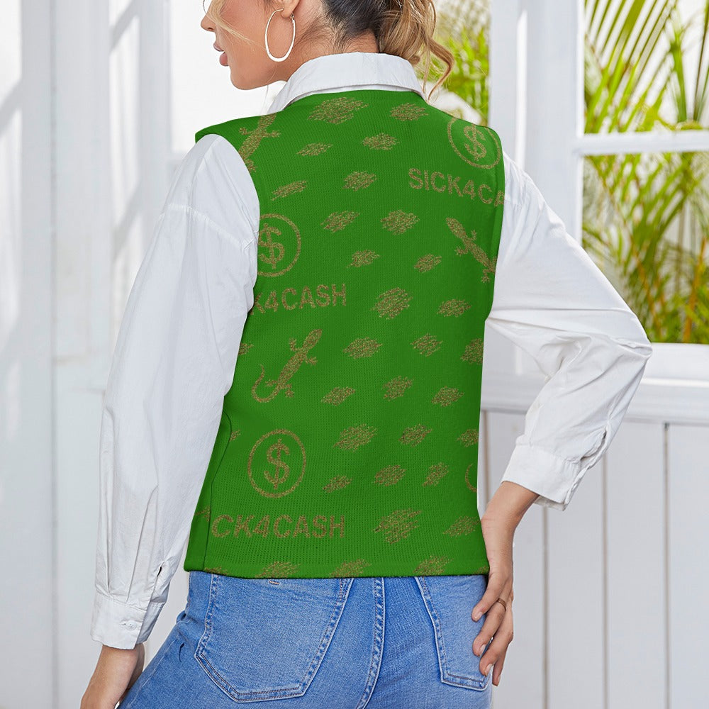 Women's Long Sleeve Button Knit Vest