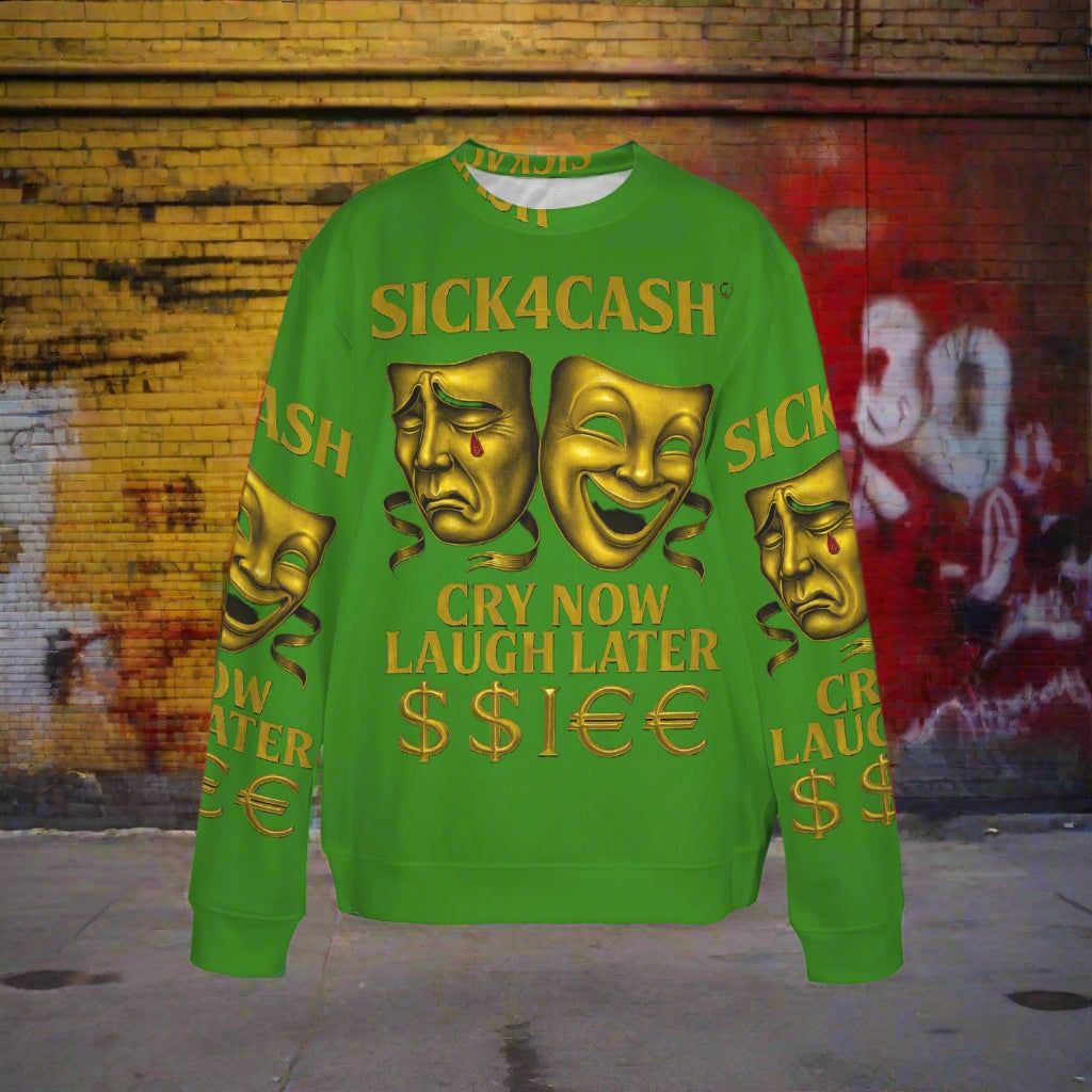 🧥 SICK4CASH® Legacy CRY NOW LAUGH LATER Sweater (Unisex | S–XL) This isn’t just a sweater—it’s a wearable archive. A tribute to the grind, the bloodline, and the payout. Upload your family photo, embed your legacy, and wear the movement.