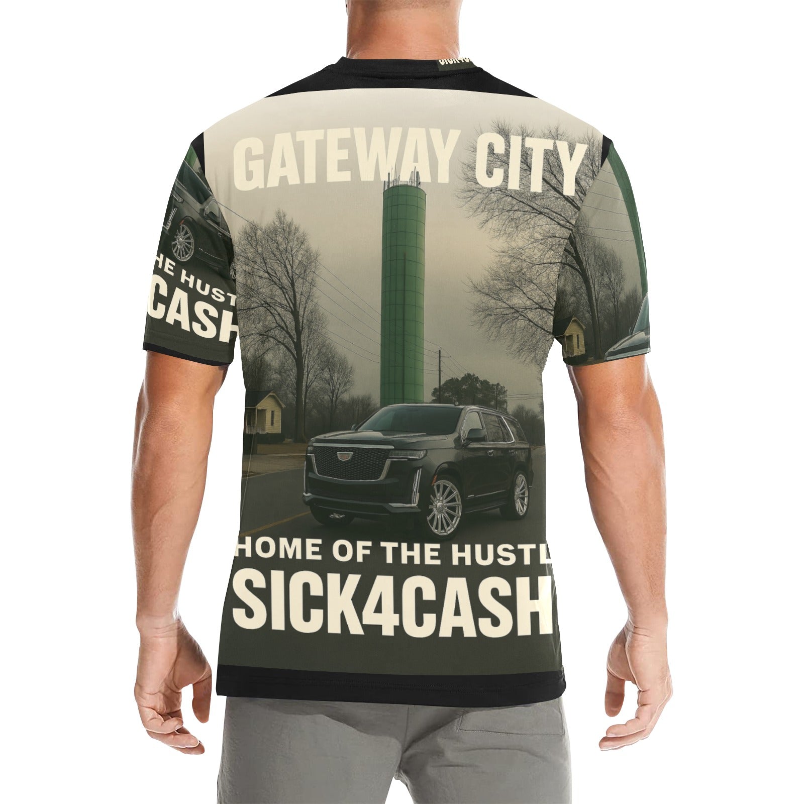 SICK4CASH® “QUE” All-Over Print Tee — Men’s Crew Neck