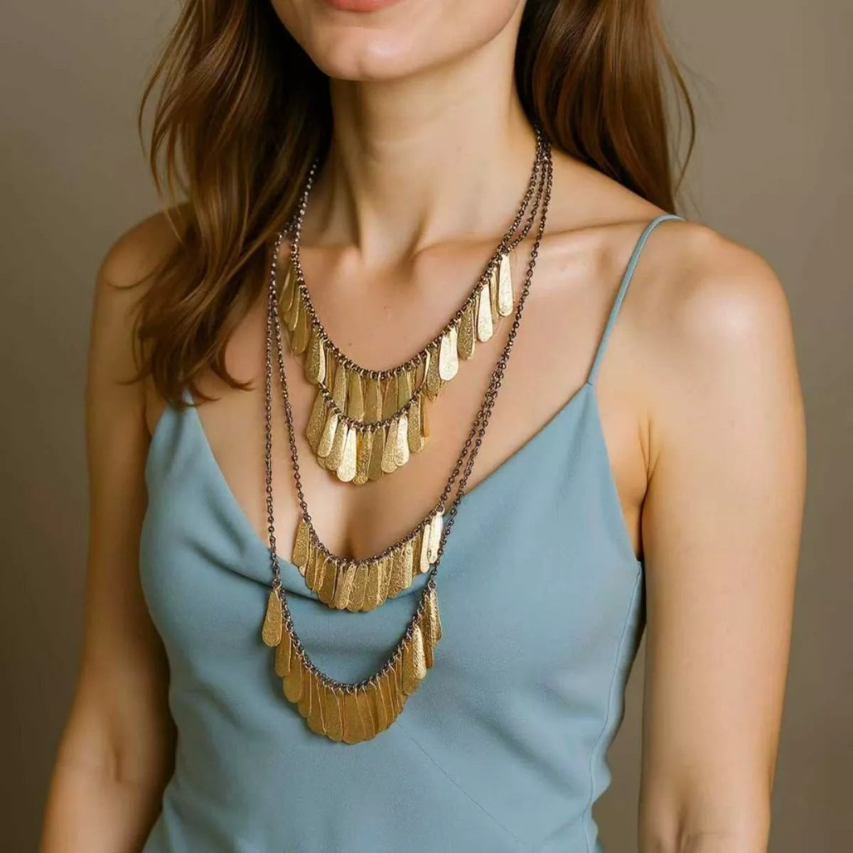 4-Piece 18K Gold-Plated Iron Tassel Necklace