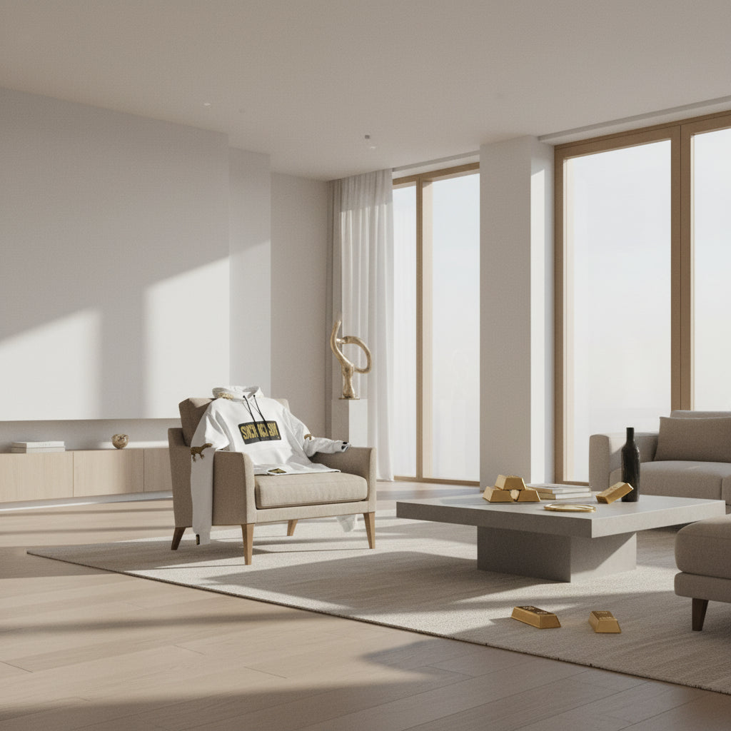 White Hoodie black and gold