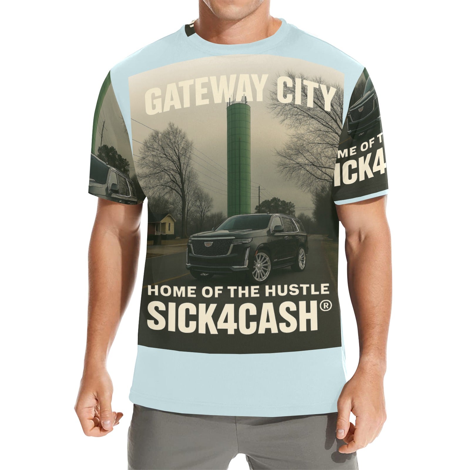 SICK4CASH® “QUE” All-Over Print Tee — Men’s Crew Neck