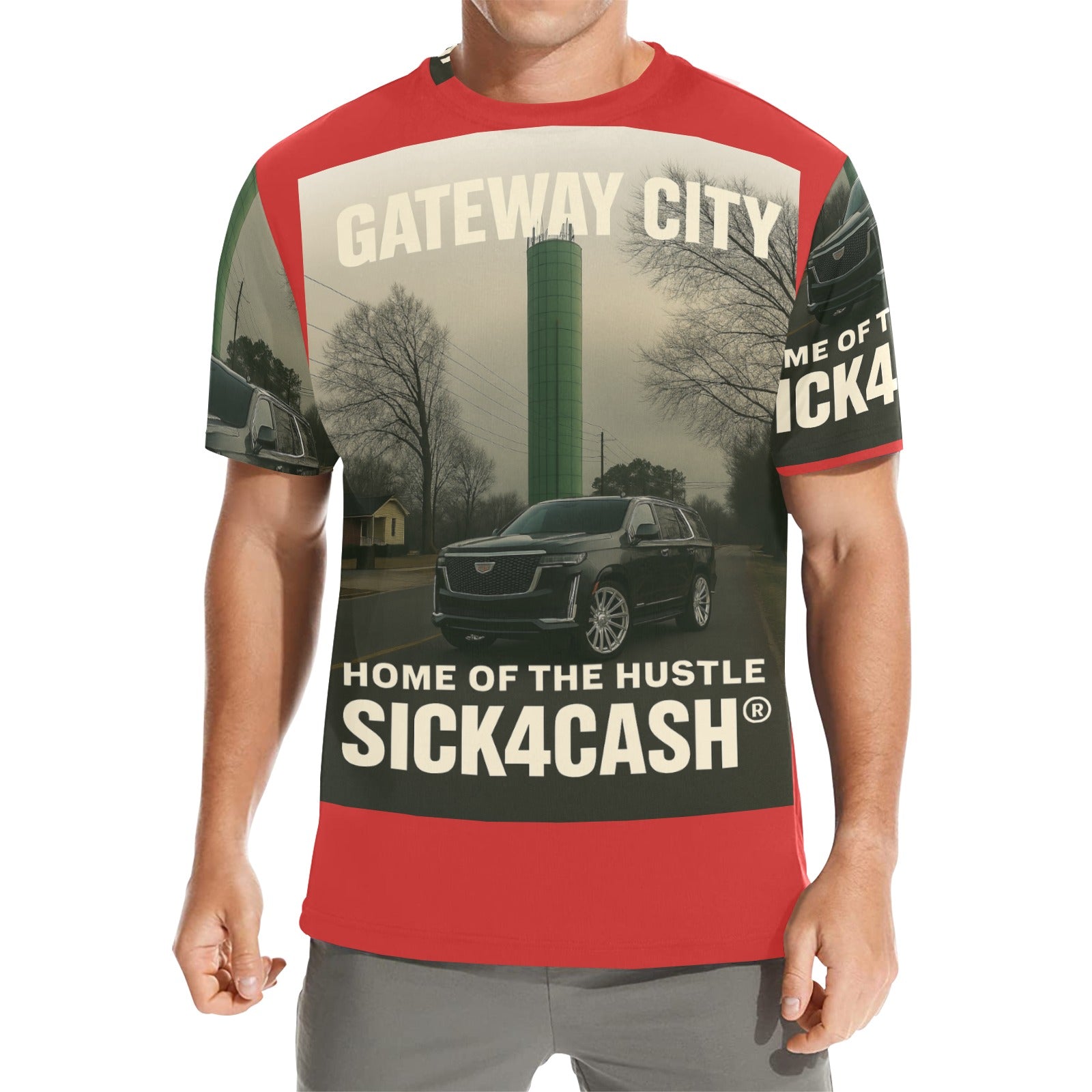 SICK4CASH® “QUE” All-Over Print Tee — Men’s Crew Neck