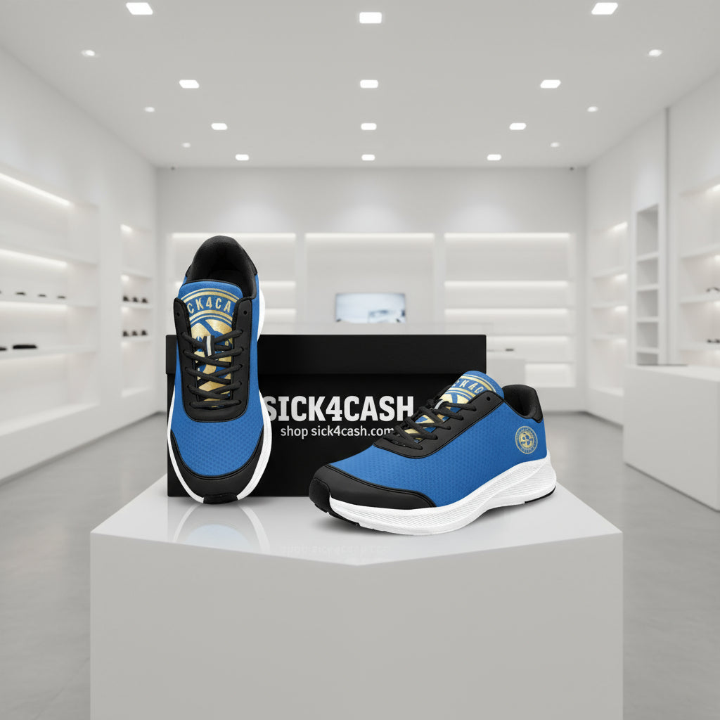 Design a sneakers with white bottoms an black