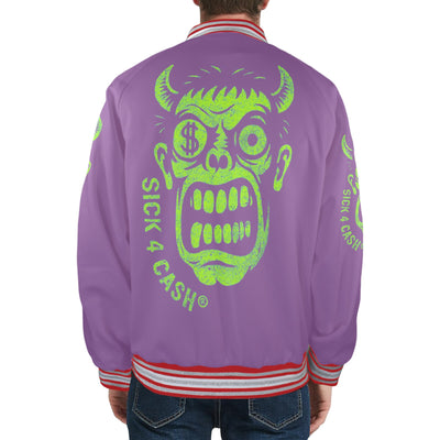 Unsex Striped Trim Bomber Jacket Halloween Collection  CASH FACE Bomber