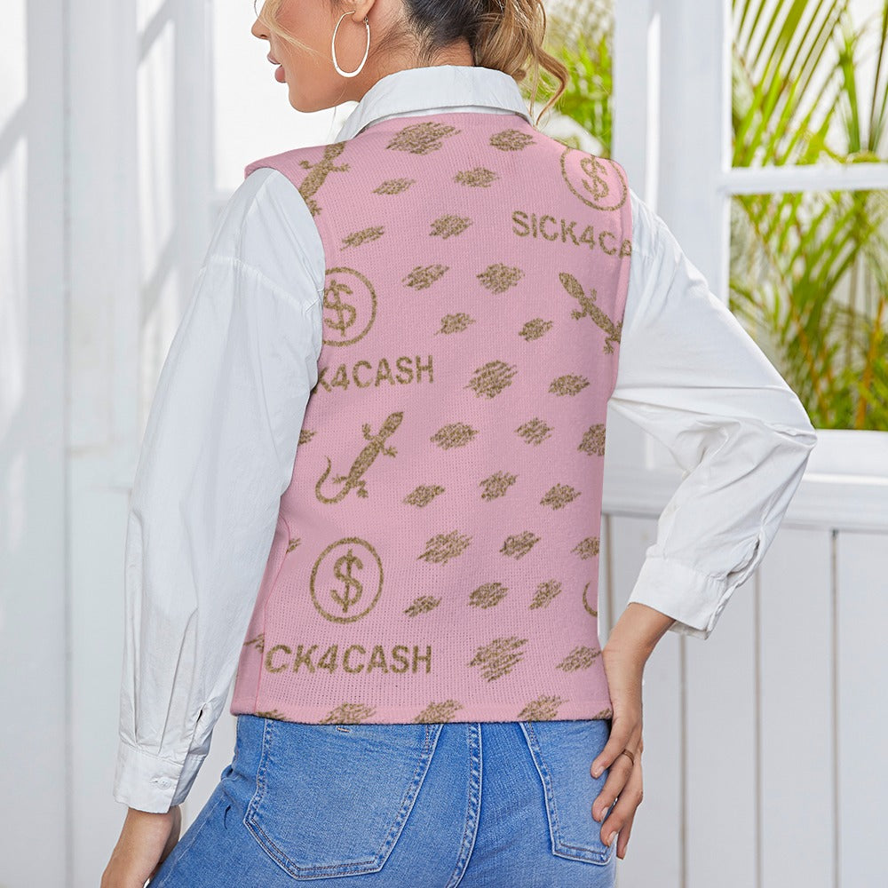 Women's Long Sleeve Button Knit Vest