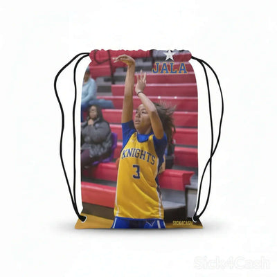 Drawstring Bag (Model 1604) – Medium | Powered by SICK4CASH® featuring basketball player shooting