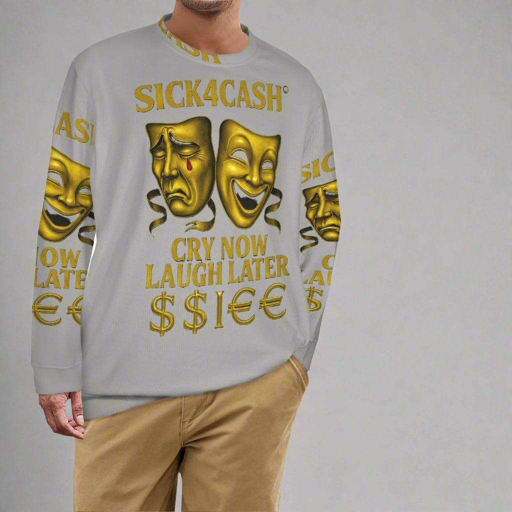 🧥 SICK4CASH® Legacy CRY NOW LAUGH LATER Sweater (Unisex | S–XL) This isn’t just a sweater—it’s a wearable archive. A tribute to the grind, the bloodline, and the payout. Upload your family photo, embed your legacy, and wear the movement.