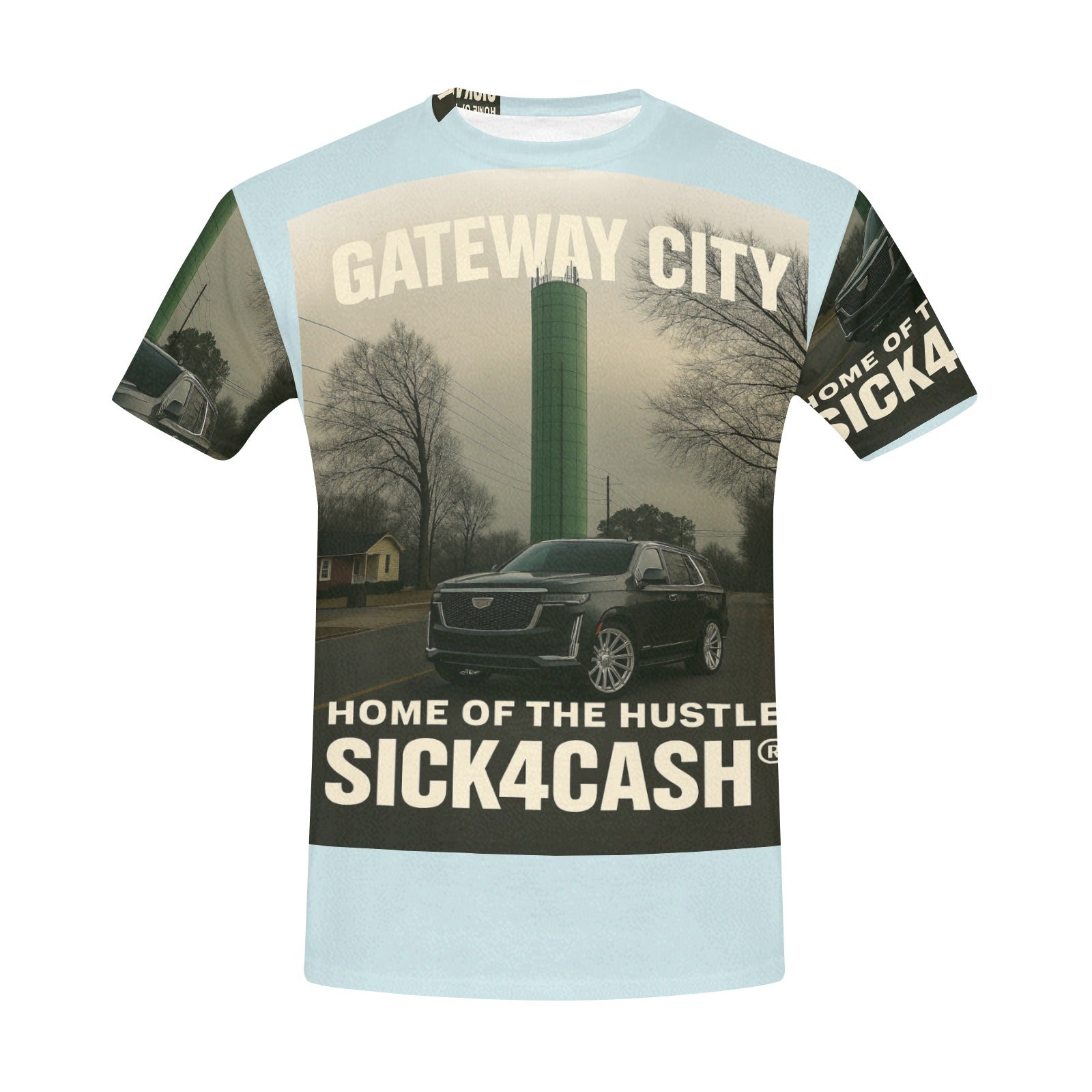 SICK4CASH® “QUE” All-Over Print Tee — Men’s Crew Neck