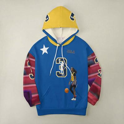 Jala McKnight Sleeve Hoodie – Adult | Powered by SICK4CASH® in blue and yellow with graphic print.