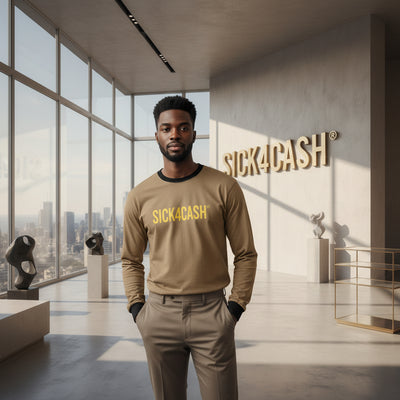 SICK4CASH long sleeve tee - close-up of fabric and print quality