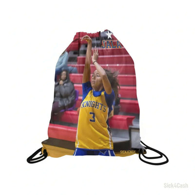 Drawstring Bag (Model 1604) – Medium | Powered by SICK4CASH® featuring a basketball player in action.