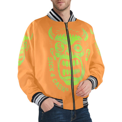 Unsex Striped Trim Bomber Jacket Halloween Collection  CASH FACE Bomber