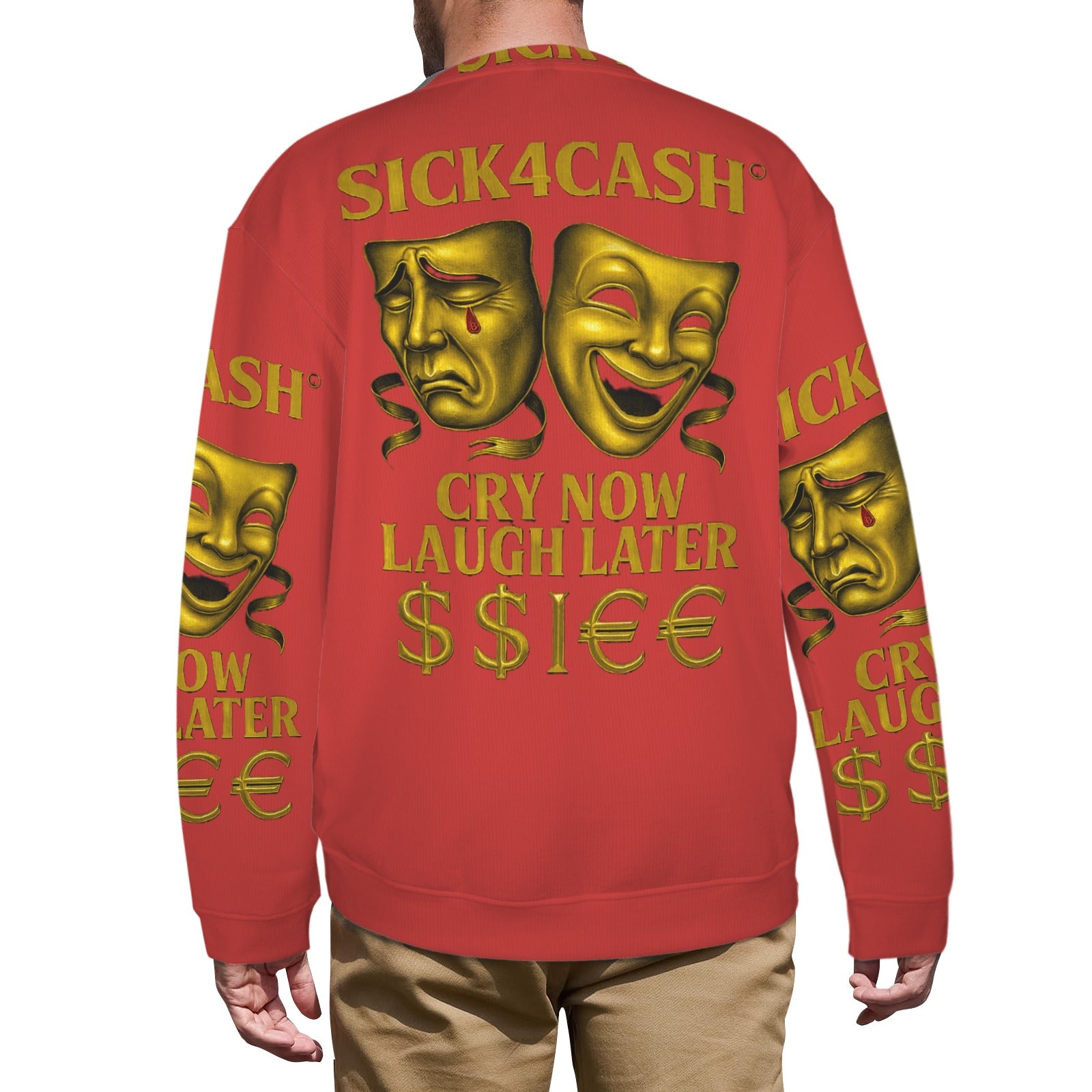 🧥 SICK4CASH® Legacy CRY NOW LAUGH LATER Sweater (Unisex | S–XL) This isn’t just a sweater—it’s a wearable archive. A tribute to the grind, the bloodline, and the payout. Upload your family photo, embed your legacy, and wear the movement.