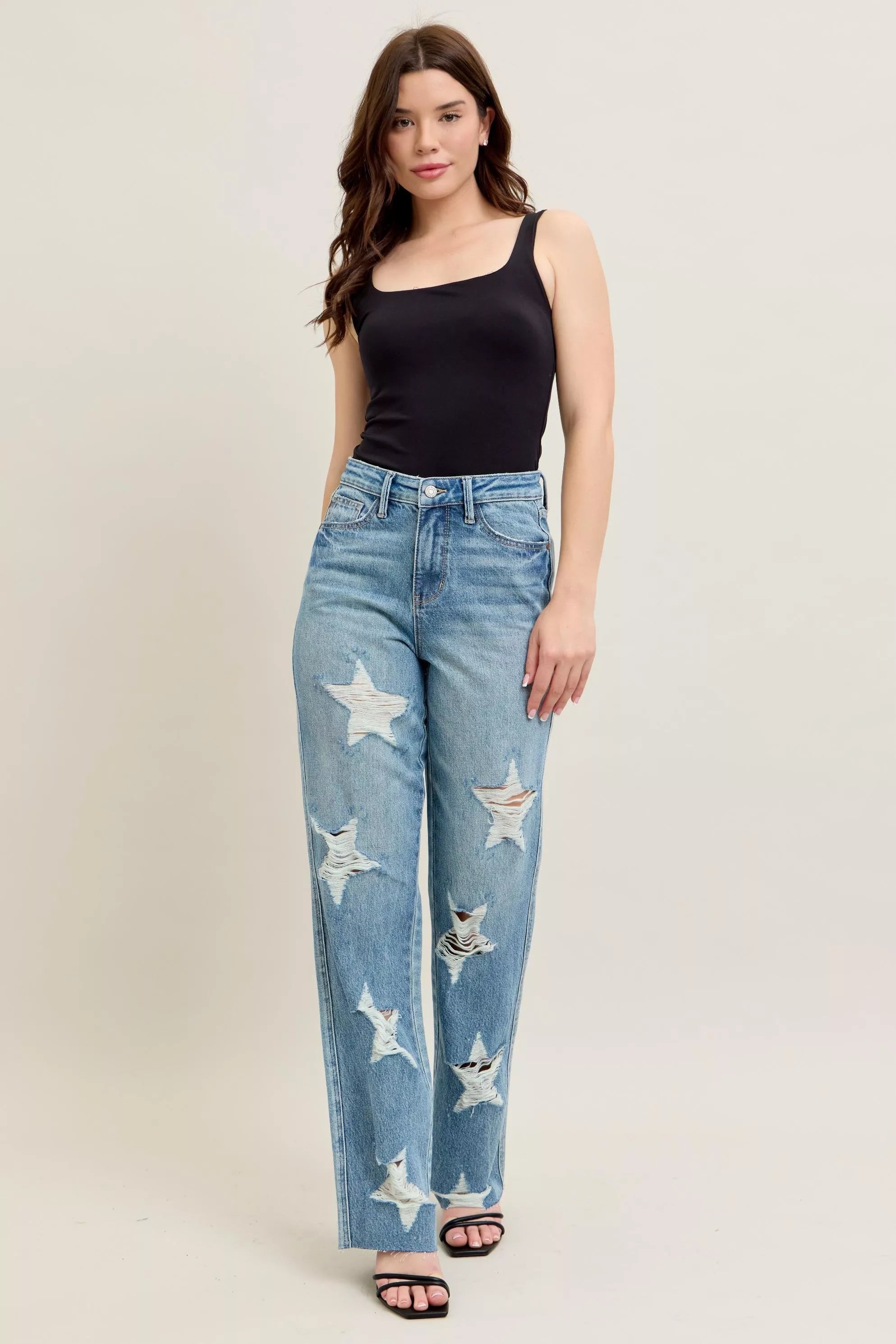 Stonewash jeans with a star