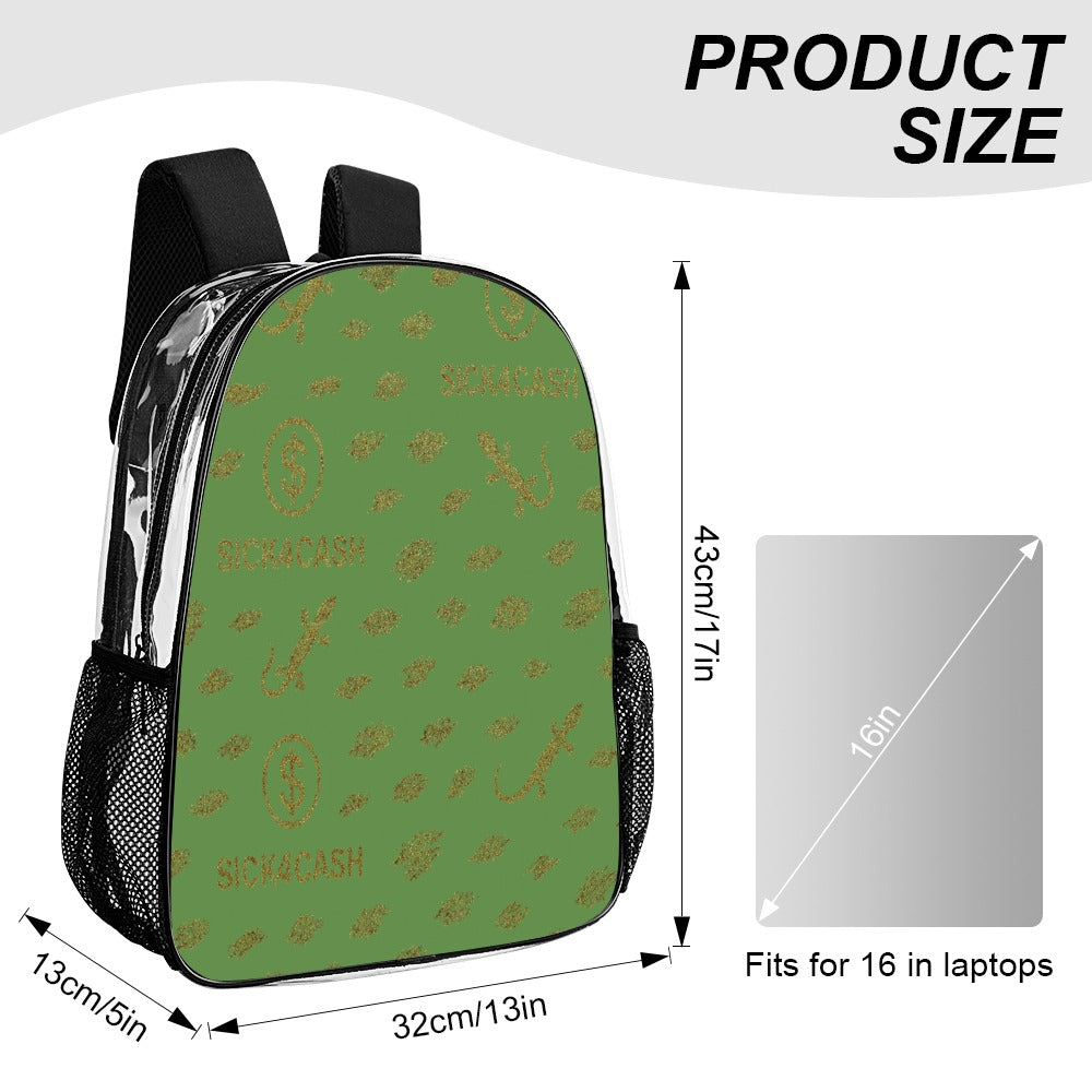 Sick 4 Cash Monogram Transparent Bag 17" — New Drop. No Secrets. All Hustle.