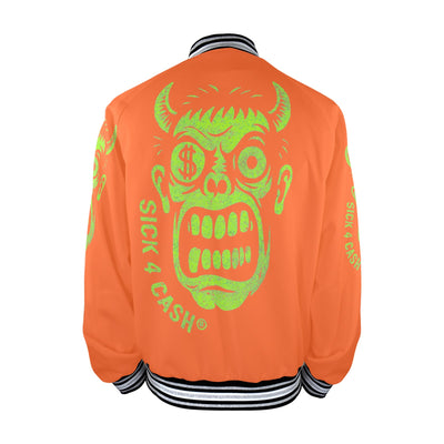 Unsex Striped Trim Bomber Jacket Halloween Collection  CASH FACE Bomber