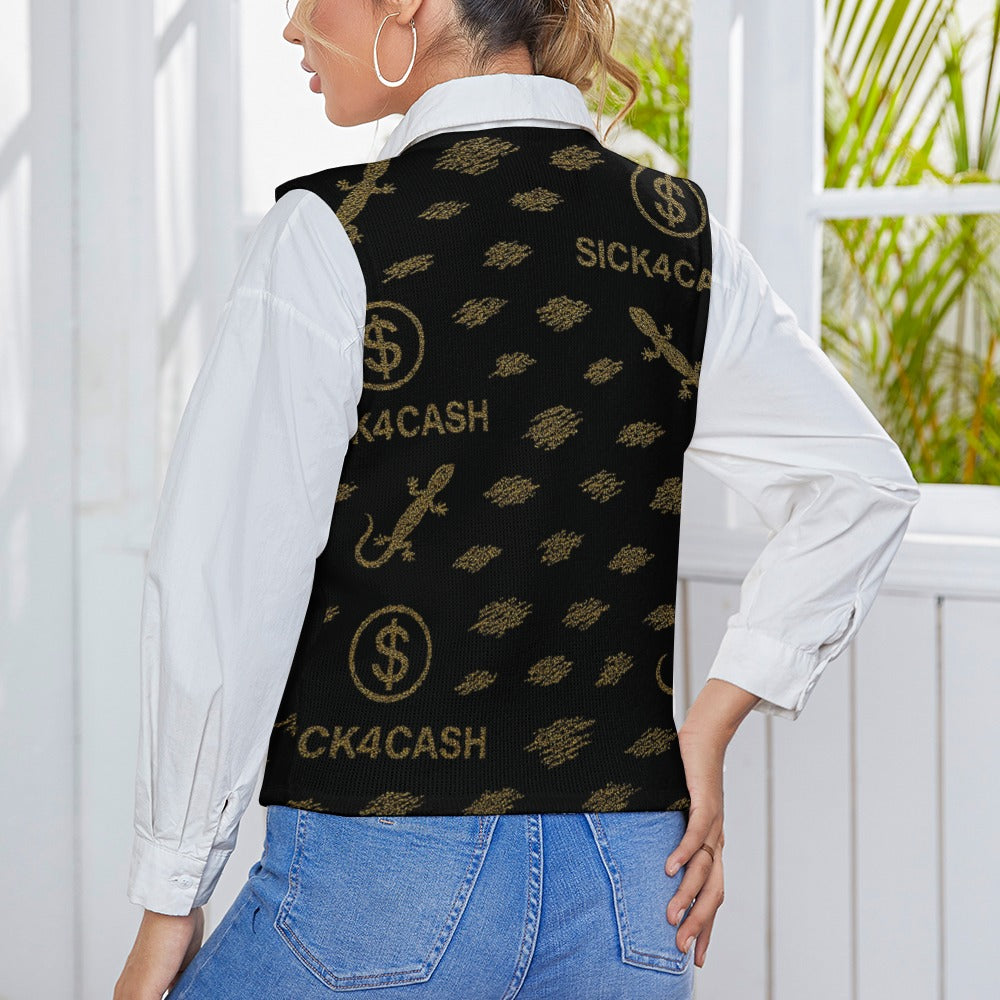 Women's Long Sleeve Button Knit Vest