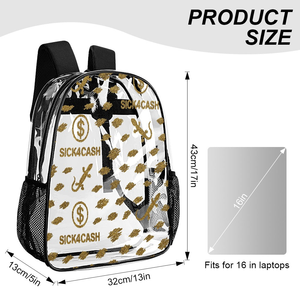 Sick 4 Cash Monogram Transparent Bag 17" — New Drop. No Secrets. All Hustle.