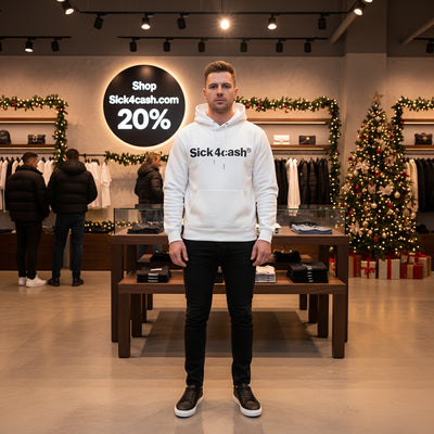 Black sneaker with white sole on a reflective surface with blinds in the background
